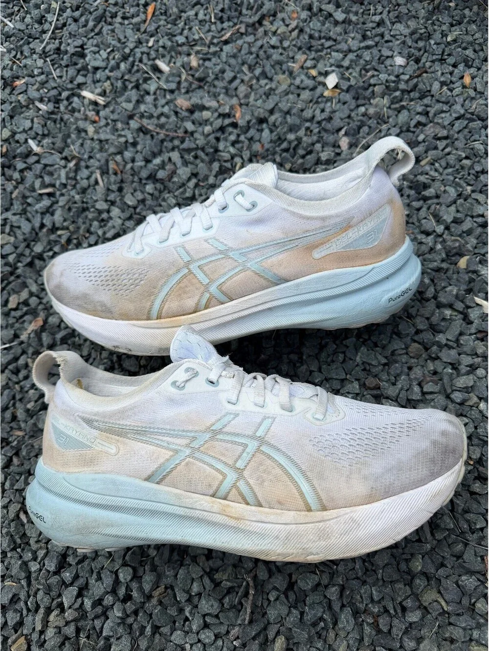 ASICS GEL-Kayano 33 White/Blue/Tan Size 9.5M 11W